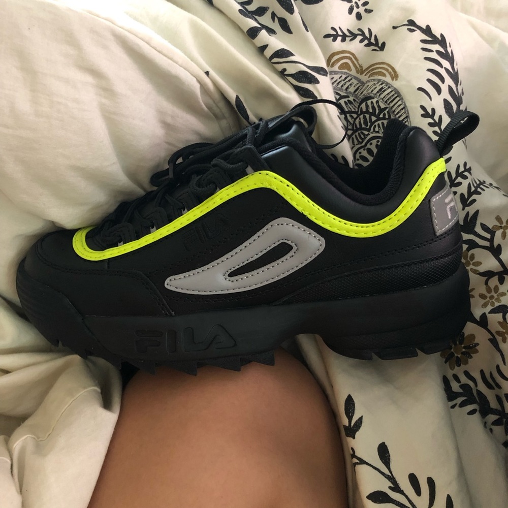 Fila Disruptor Premium II Neon Yellow Chunky Shoes
